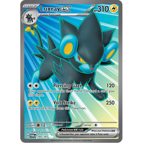 Luxray EX 195/167 SV Twilight Masquerade Full Art Holo Ultra Rare Pokemon Card NEAR MINT TCG