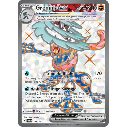 Greninja EX 198/167 SV Twilight Masquerade Full Art Holo Ultra Rare Pokemon Card NEAR MINT TCG