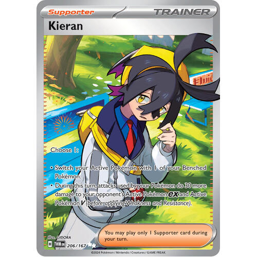 Kieran 206/167 SV Twilight Masquerade Full Art Holo Ultra Rare Pokemon Card NEAR MINT TCG