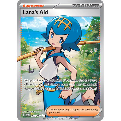 Lana's Aid 207/167 SV Twilight Masquerade Full Art Holo Ultra Rare Pokemon Card NEAR MINT TCG