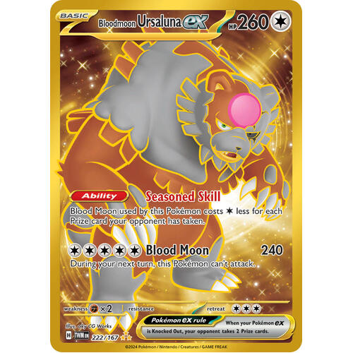 Bloodmoon Ursaluna EX 222/167 SV Twilight Masquerade Full Art Gold Secret Rare Holo Pokemon Card NEAR MINT TCG