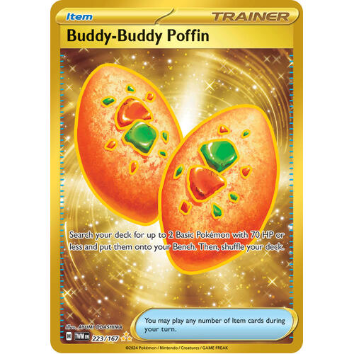Buddy-Buddy Poffin 223/167 SV Twilight Masquerade Full Art Gold Secret Rare Holo Pokemon Card NEAR MINT TCG