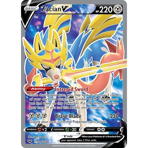 Zacian V 195/202 Sword & Shield NM Full Art Ultra Rare Pokemon Card