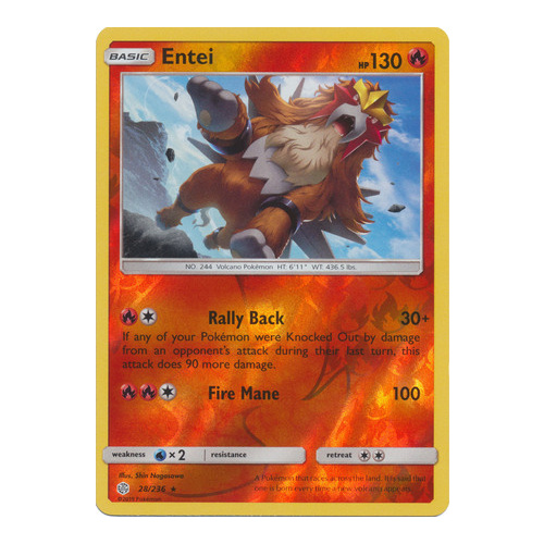 Entei 28/236 SM Cosmic Eclipse Reverse Holo Rare Pokemon