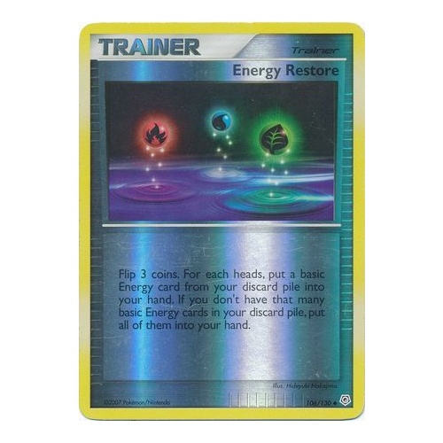 Energy Restore 106/130 DP Base Set Reverse Holo Uncommon Trainer Pokemon Card NEAR MINT TCG