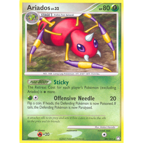 Ariados 20/123 DP Mysterious Treasures Rare Pokemon Card NEAR MINT TCG