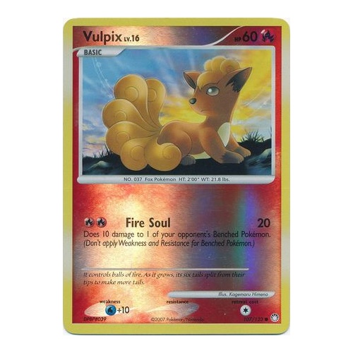 Vulpix 107/123 DP Mysterious Treasures Reverse Holo Common Pokemon Card NEAR MINT TCG