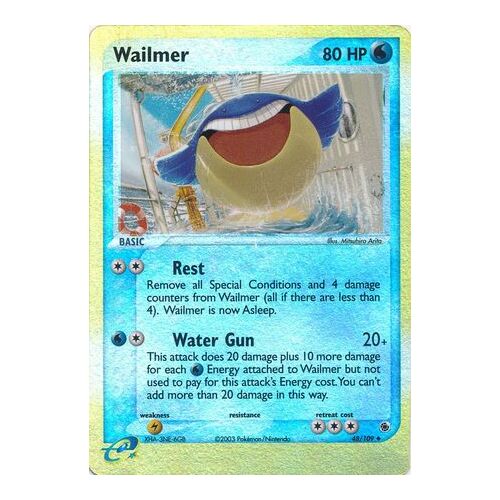 Wailmer 48/109 EX Ruby and Sapphire Reverse Holo Uncommon Pokemon Card NEAR MINT TCG