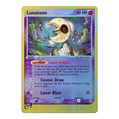 Lunatone 8/100 EX Sandstorm Reverse Holo Rare Pokemon Card NEAR MINT TCG