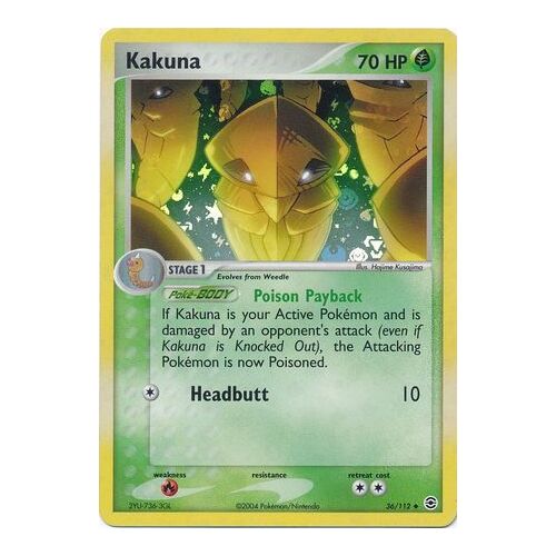 Kakuna 36/112 EX Fire Red & Leaf Green Reverse Holo Uncommon Pokemon Card NEAR MINT TCG