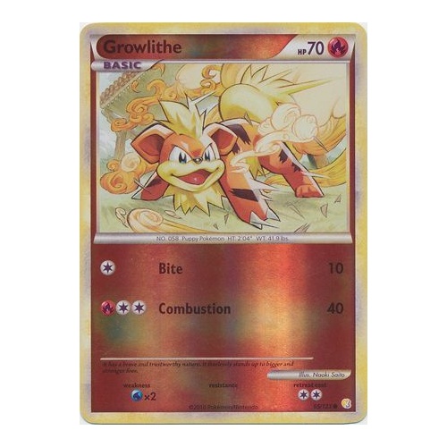 Growlithe 65/123 HS Base Set Reverse Holo Common Pokemon Card NEAR MINT TCG