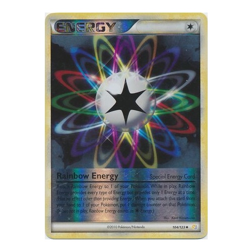 Rainbow Energy 104/123 HS Base Set Reverse Holo UnReverse Holo Common Pokemon Card NEAR MINT TCG