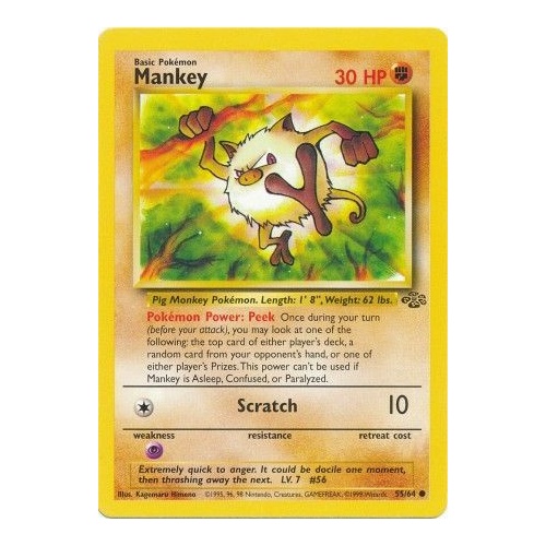 Mankey 55/64 Jungle Set Unlimited Common Pokemon Card NEAR MINT TCG