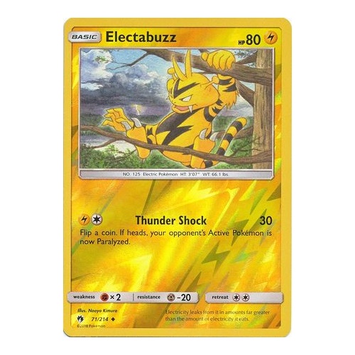 Pokemon Individual Cards Lost Thunder Set Uncommon Pokemon Card Electabuzz 71 214 Nm 2018 Toys Hobbies