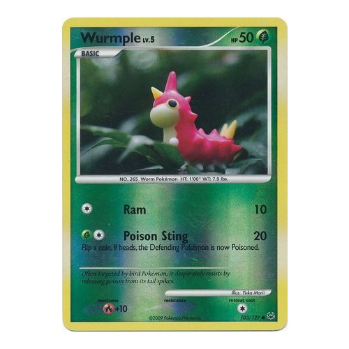 Wurmple 103/127 Platinum Base Set Reverse Holo UnReverse Holo Common Trainer Pokemon Card NEAR MINT TCG