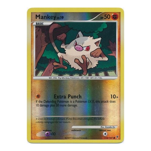 Mankey 112/147 Platinum Supreme Victors Reverse Holo Common Pokemon Card NEAR MINT TCG