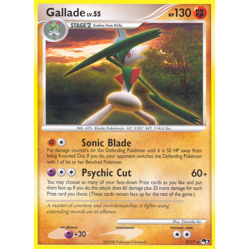 Gallade 2/17 POP Series 7 Holo Rare Pokemon Card NEAR MINT TCG