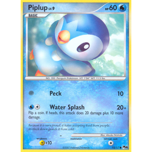 Piplup 15/17 POP Series 6 Holo Pokemon Card NEAR MINT TCG