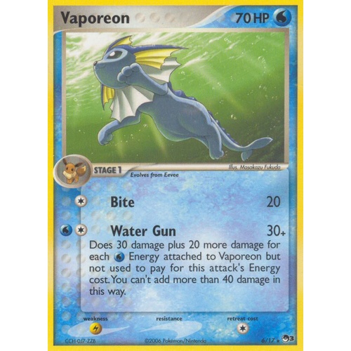 Vaporeon 6/17 POP Series 3 Rare Pokemon Card TCG