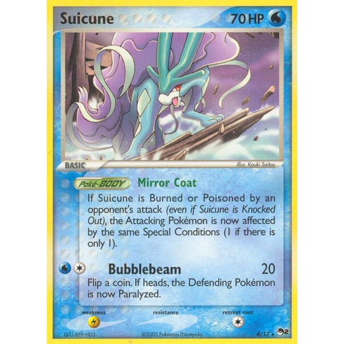 MODERATELY PLAYED Suicune 4/17 POP Series 2 Rare Pokemon Card NEAR MINT TCG