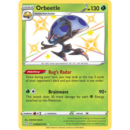 Orbeetle SV9/SV122 SWSH Shining Fates Holo Shiny Rare Pokemon Card NEAR MINT TCG