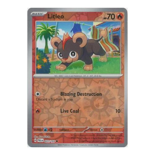 Litleo 031/167 SV Paldea Evolved Reverse Holo Common Pokemon Card NEAR MINT TCG