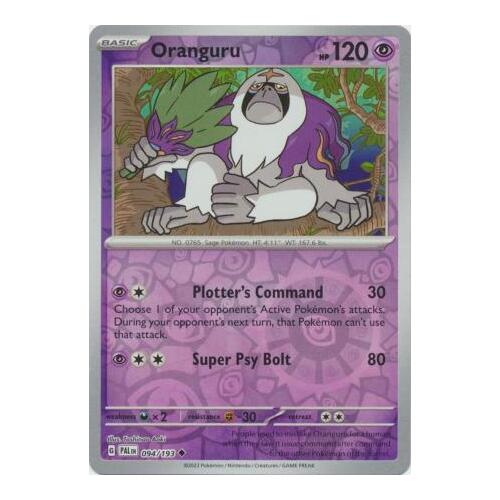 Oranguru 094/167 SV Paldea Evolved Reverse Holo Uncommon Pokemon Card NEAR MINT TCG