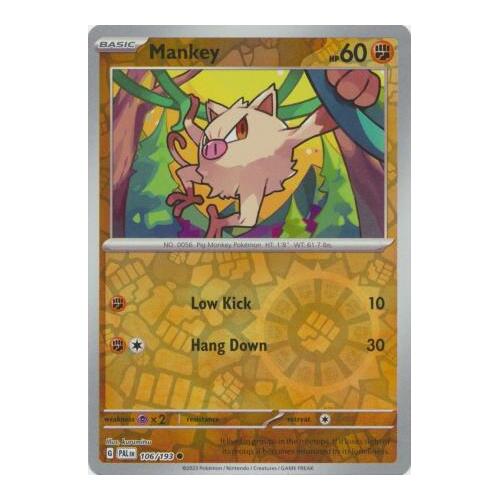 Mankey 106/167 SV Paldea Evolved Reverse Holo Common Pokemon Card NEAR MINT TCG