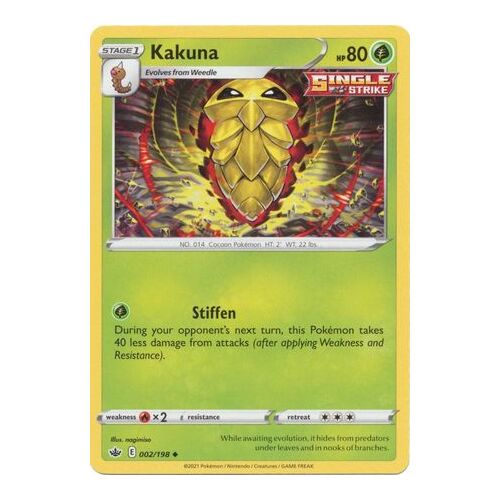 Kakuna 2/198 SWSH Chilling Reign Uncommon Pokemon Card NEAR MINT TCG