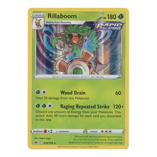 Rillaboom 18/198 SWSH Chilling Reign Holo Rare Pokemon Card NEAR MINT TCG