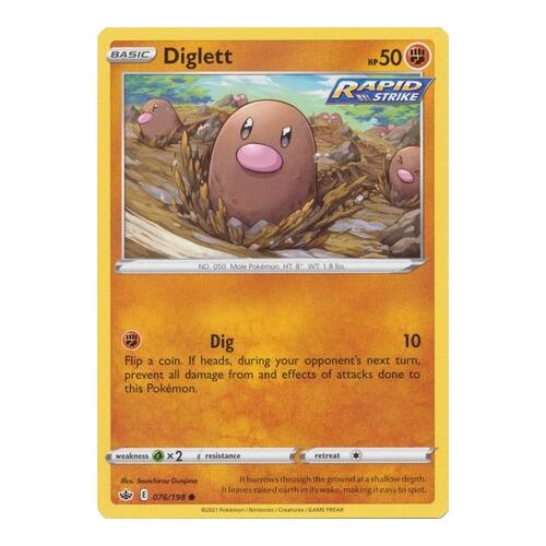 Diglett 76/198 SWSH Chilling Reign Common Pokemon Card NEAR MINT TCG