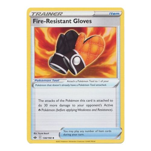 Fire Resistant Gloves 138/198 SWSH Chilling Reign Uncommon Trainer Pokemon Card NEAR MINT TCG