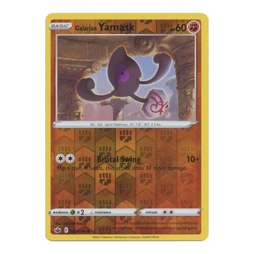 Galarian Yamask 82/198 SWSH Chilling Reign Reverse Holo Common Pokemon Card NEAR MINT TCG