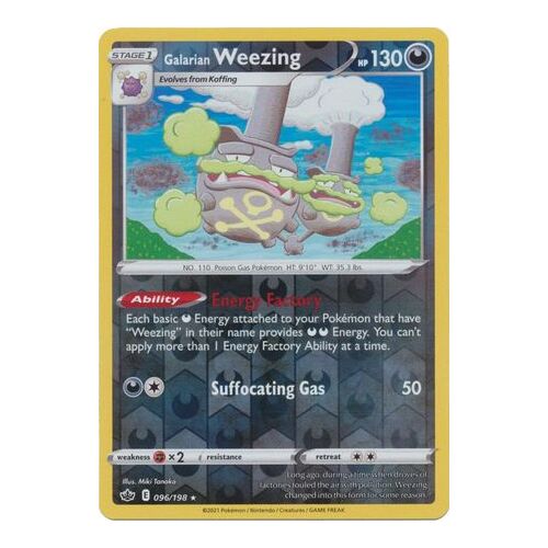 Galarian Weezing 96/198 SWSH Chilling Reign Reverse Holo Rare Pokemon Card NEAR MINT TCG