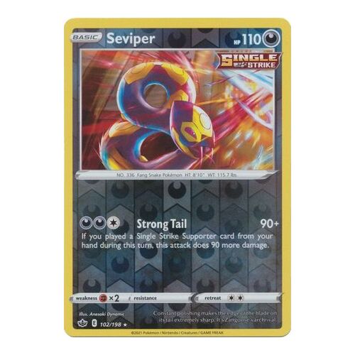 Seviper 102/198 SWSH Chilling Reign Reverse Holo Rare Pokemon Card NEAR MINT TCG