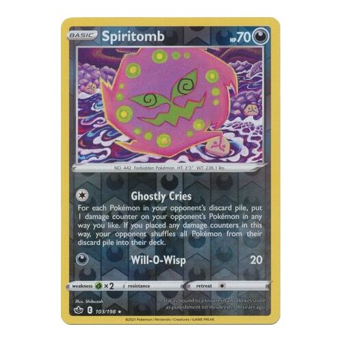 Spiritomb 103/198 SWSH Chilling Reign Reverse Holo Rare Pokemon Card NEAR MINT TCG