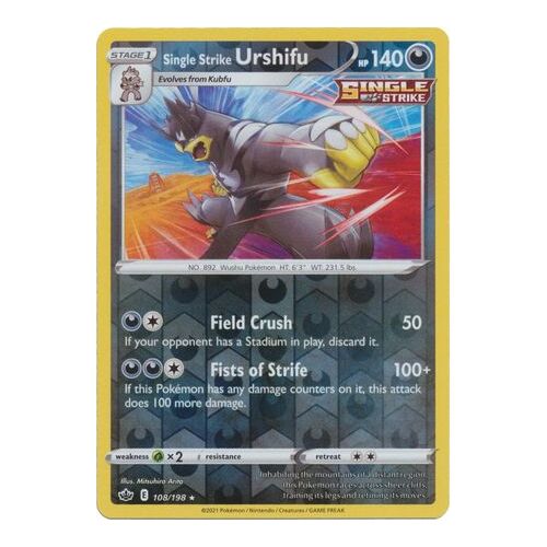 Single Strike Urshifu 108/198 SWSH Chilling Reign Reverse Holo Rare Pokemon Card NEAR MINT TCG