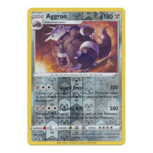 Aggron 111/198 SWSH Chilling Reign Reverse Holo Rare Pokemon Card NEAR MINT TCG