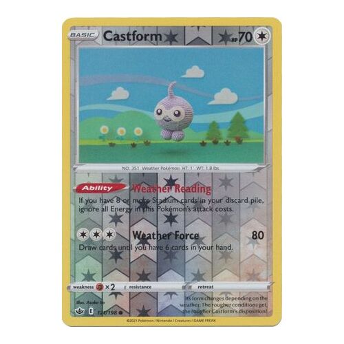 Castform 121/198 SWSH Chilling Reign Reverse Holo Common Pokemon Card NEAR MINT TCG