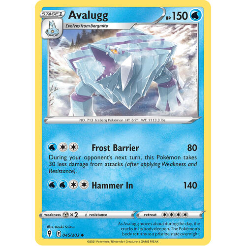 Avalugg 45/203 SWSH Evolving Skies Uncommon Pokemon Card NEAR MINT TCG