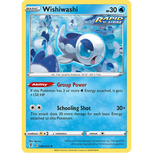 Wishiwashi 46/203 SWSH Evolving Skies Rare Pokemon Card NEAR MINT TCG