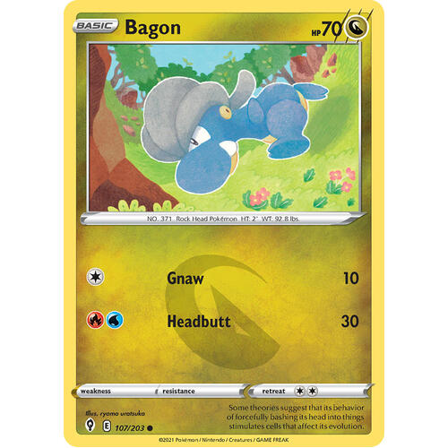 Bagon 107/203 SWSH Evolving Skies Common Pokemon Card NEAR MINT TCG