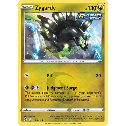 Zygarde 118/203 SWSH Evolving Skies Holo Rare Pokemon Card NEAR MINT TCG