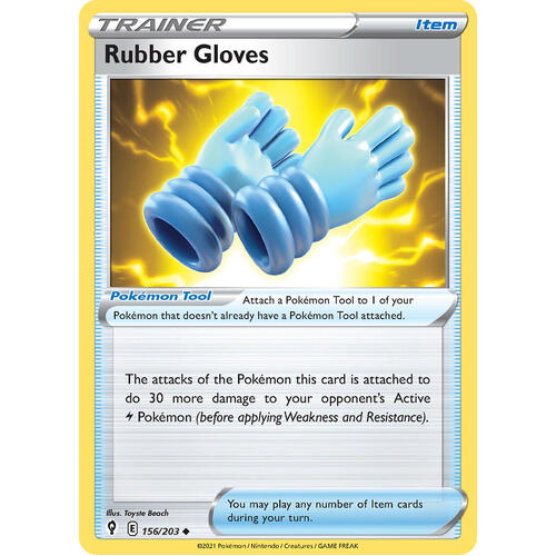 Rubber Gloves 156/203 SWSH Evolving Skies Uncommon Trainer Pokemon Card NEAR MINT TCG