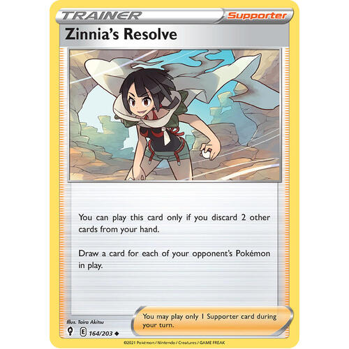 Zinnia's Resolve 164/203 SWSH Evolving Skies Uncommon Trainer Pokemon Card NEAR MINT TCG