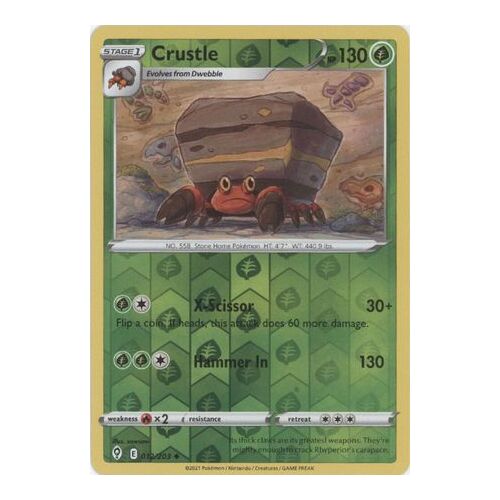 Crustle 12/203 SWSH Evolving Skies Reverse Holo Uncommon Pokemon Card NEAR MINT TCG