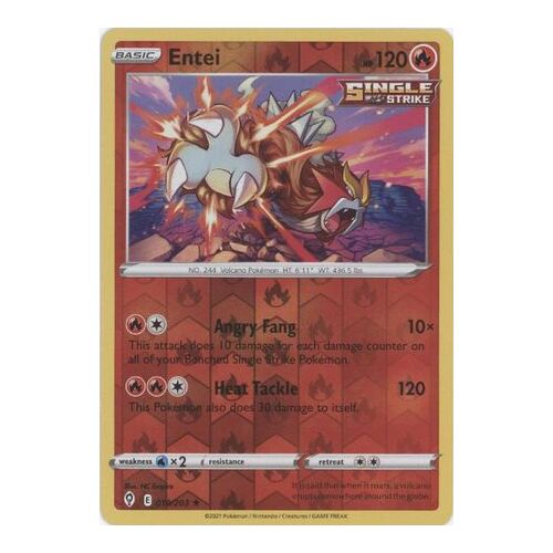 Entei 19/203 SWSH Evolving Skies Reverse Holo Rare Pokemon Card NEAR MINT TCG