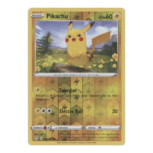 Pikachu 49/203 SWSH Evolving Skies Reverse Holo Common Pokemon Card NEAR MINT TCG