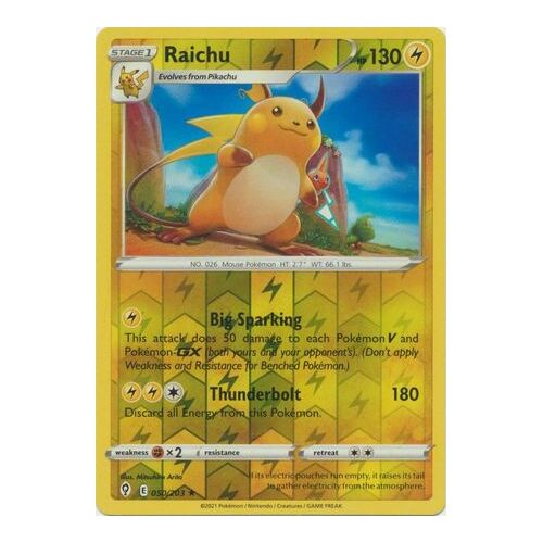 Raichu 50/203 SWSH Evolving Skies Reverse Holo Rare Pokemon Card NEAR MINT TCG