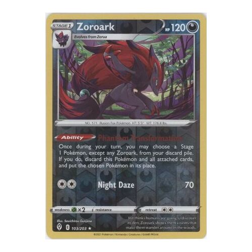 Zoroark 103/203 SWSH Evolving Skies Reverse Holo Rare Pokemon Card NEAR MINT TCG